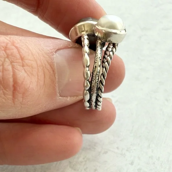 Sundance Catalog Labradorite Pearl Sterling Silver Piccadilly Circus Ring Size 6 - Picture 6 of 10